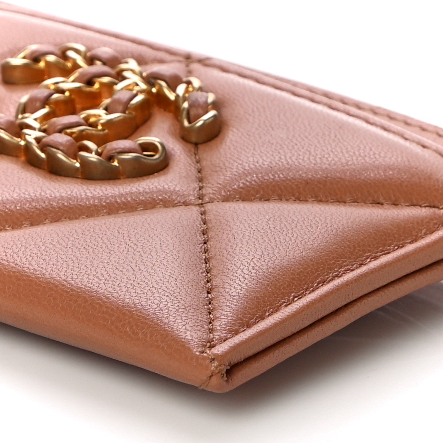 Chanel Lambskin Quilted Chanel 19 Card Holder Brown 11 of 11