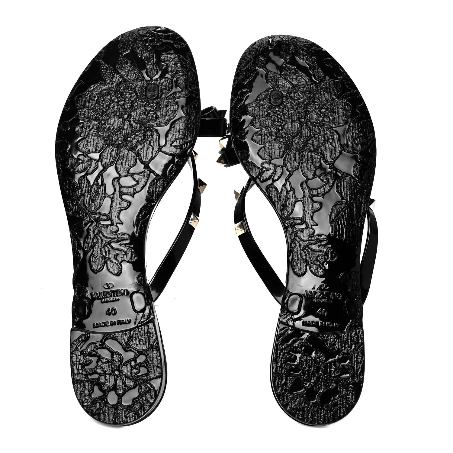Valentino Garavani PVC Jelly Rockstud Bow Thong Sandals 40 Black 5 of 7