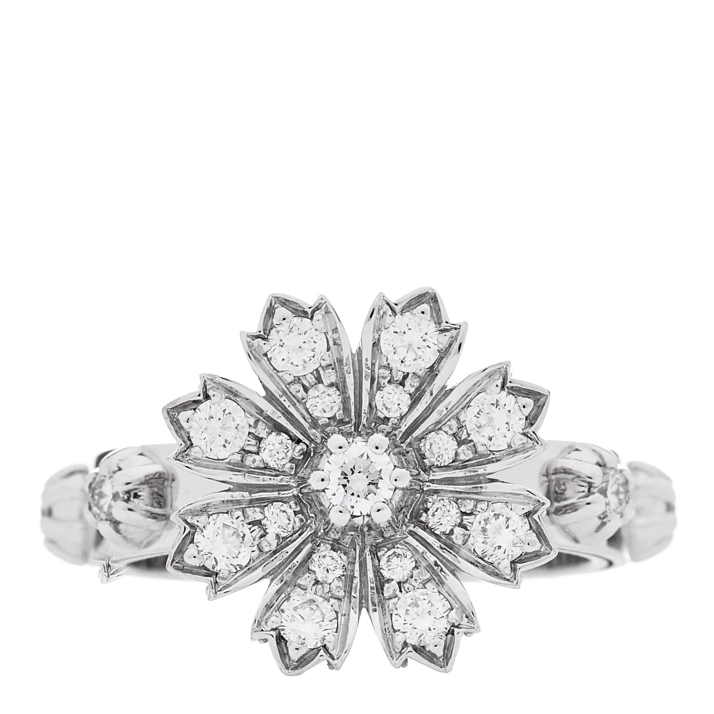 18K White Gold Diamond Flora Ring 50 5.5