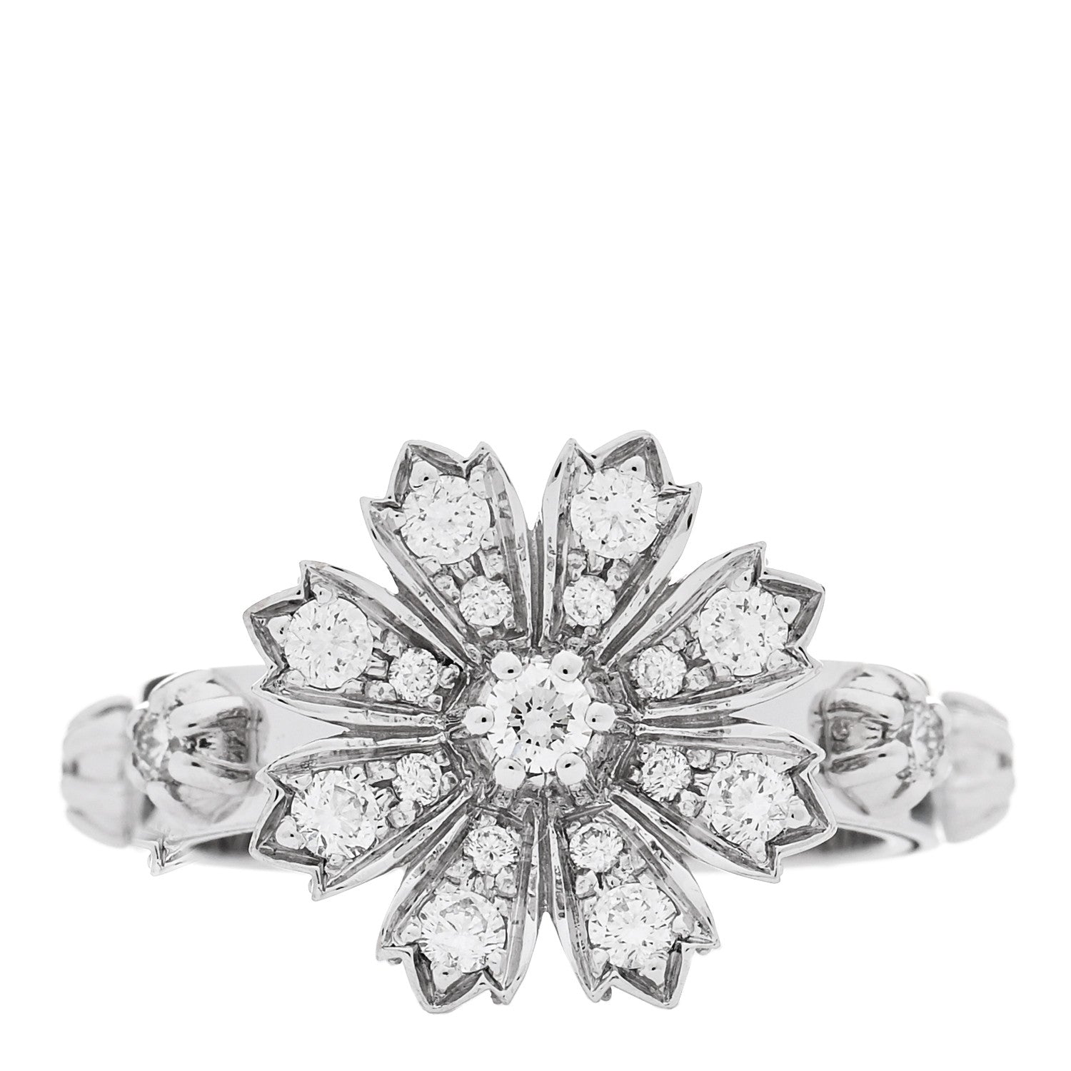 Gucci 18K White Gold Diamond Flora Ring 50 5.5 1 of 9
