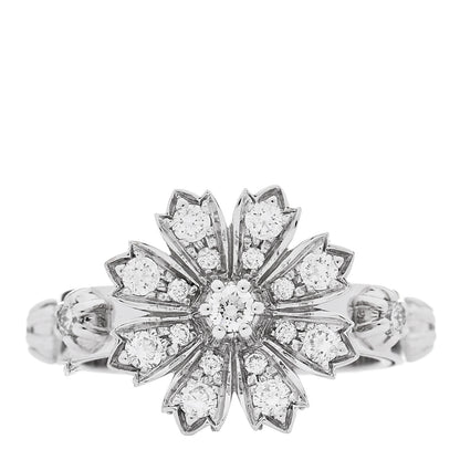 Gucci 18K White Gold Diamond Flora Ring 50 5.5 1 of 9