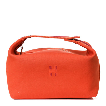 Hermes Canvas Large Bride-A-Brac Pouch Orange Feu Burgundy 1 of 11
