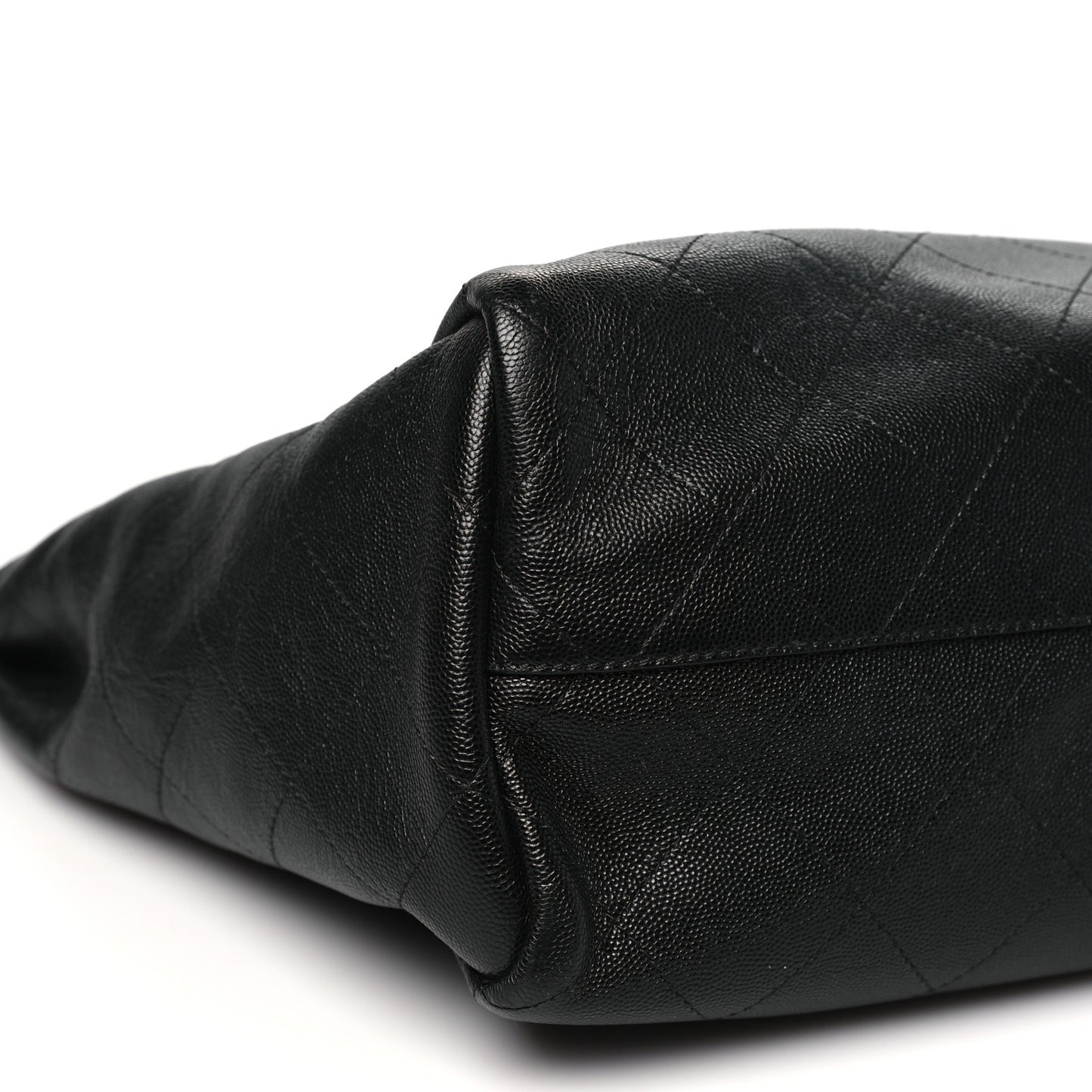 Caviar Stitched Large Lady Coco Shopping Tote Black