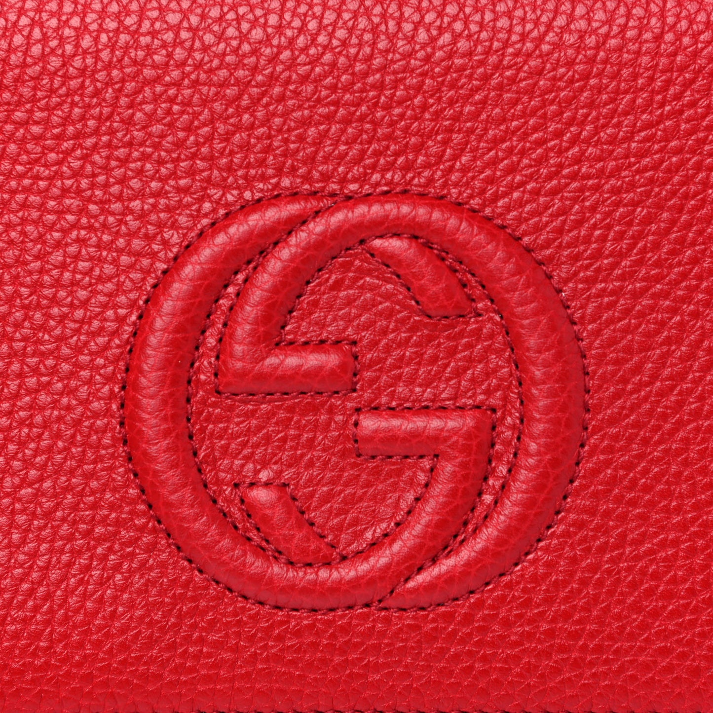 Pebbled Calfskin Soho Wallet on Chain Tabasco Red
