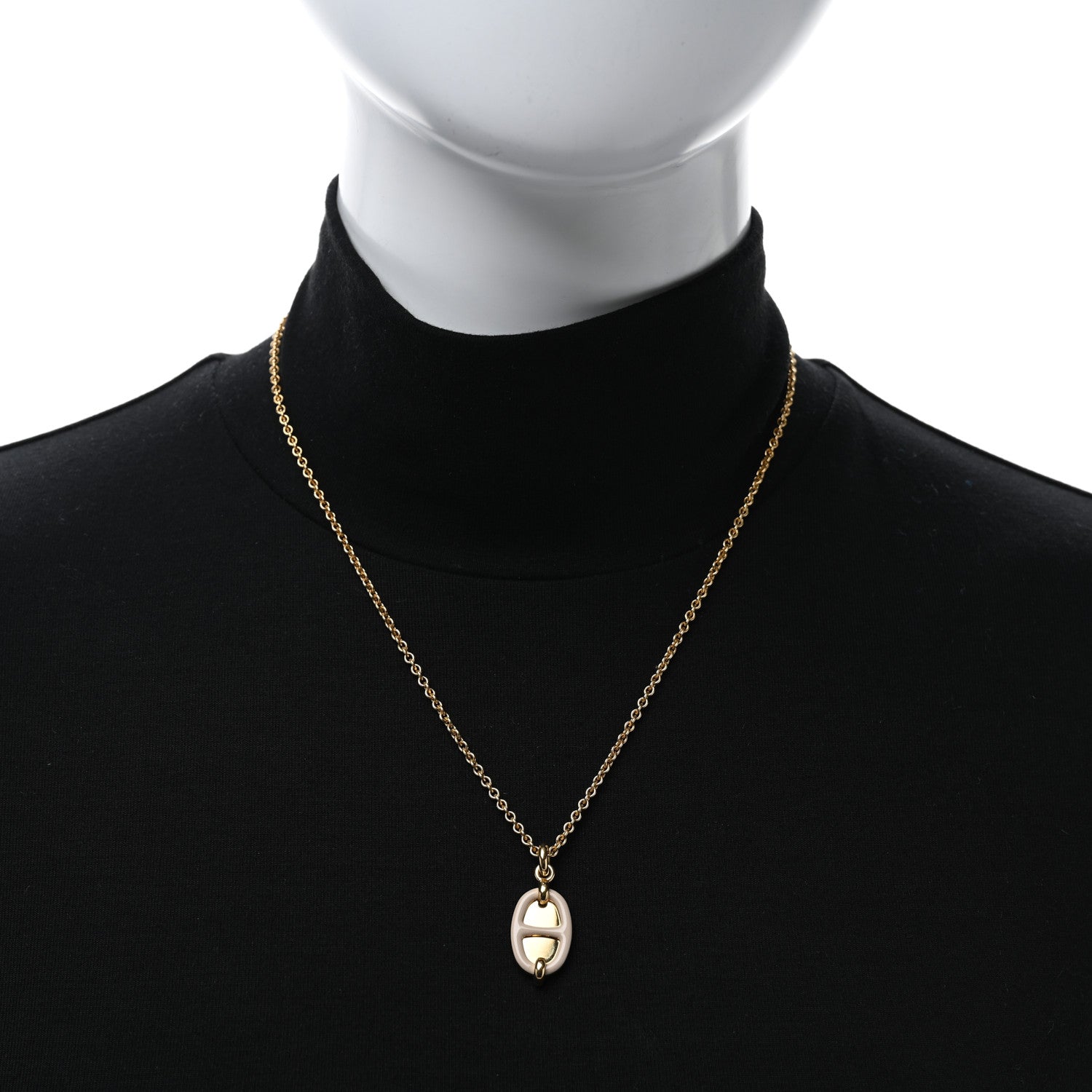 Hermes Metal Enamel Mini Maillon Pendant Necklace Marron Glace 3 of 6