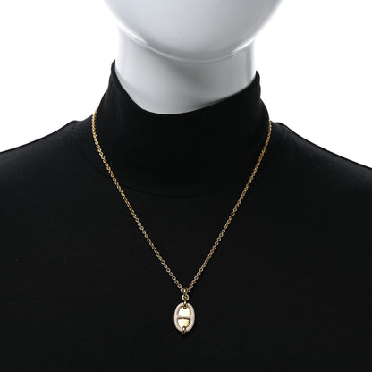 Hermes Metal Enamel Mini Maillon Pendant Necklace Marron Glace 3 of 6