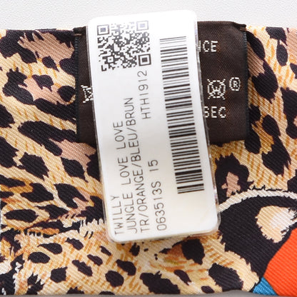 Hermes Silk Jungle Love Love Twilly Orange Bleu Brun 3 of 5