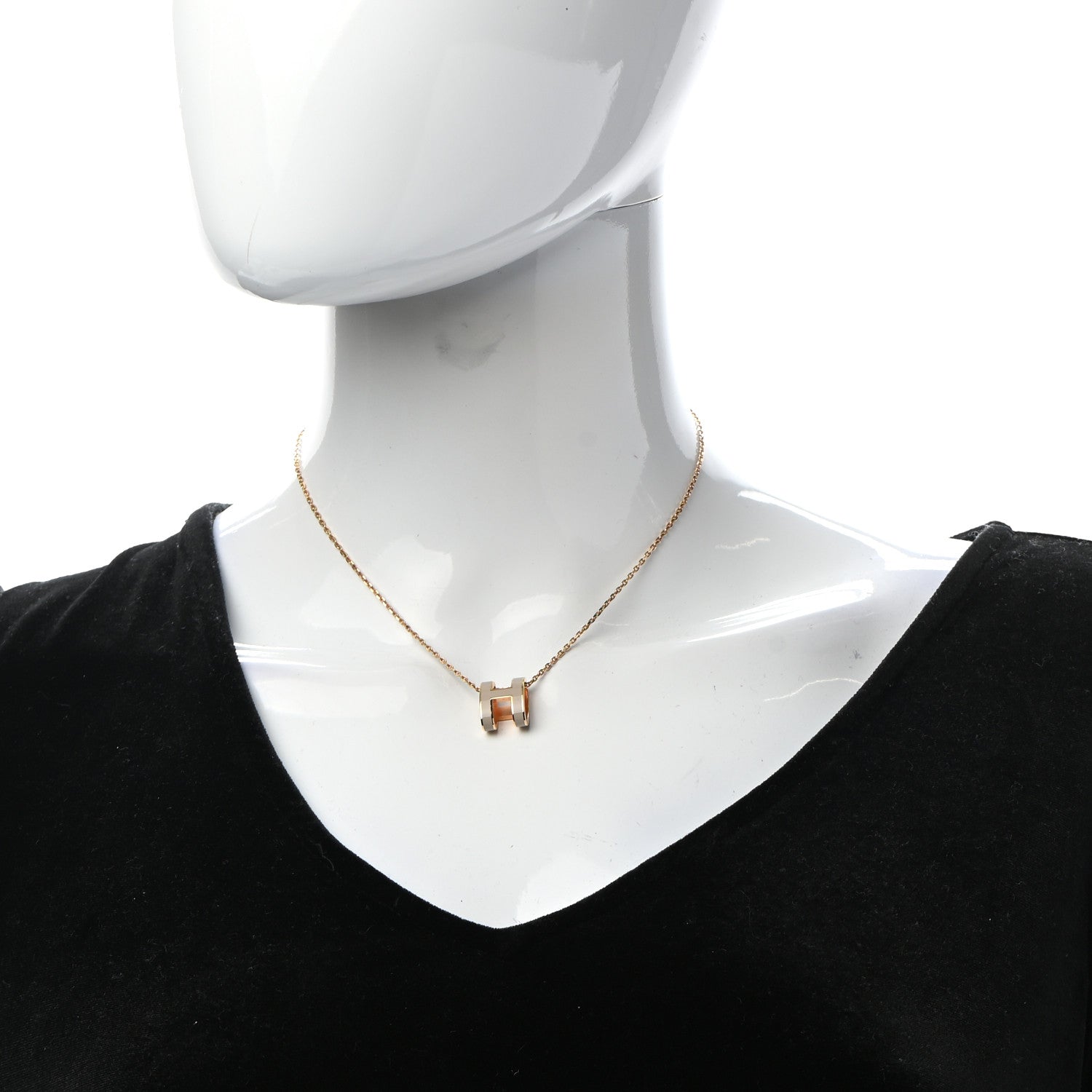 Hermes Lacquered Gold Pop H Pendant Necklace Marron Glace 2 of 7