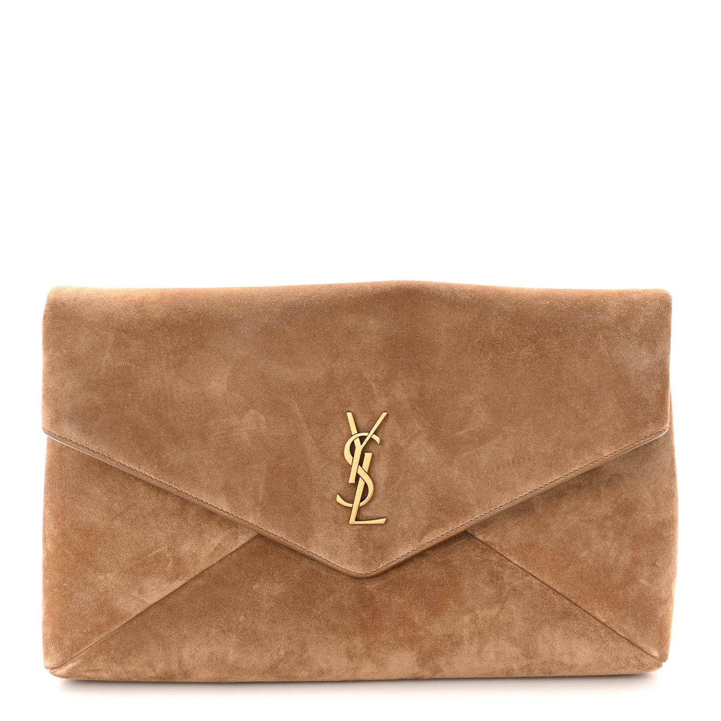 Suede Large Cassandre Envelope Pouch Golden Leaf