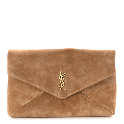 Saint Laurent Suede Large Cassandre Envelope Pouch Golden Leaf 1 of 9