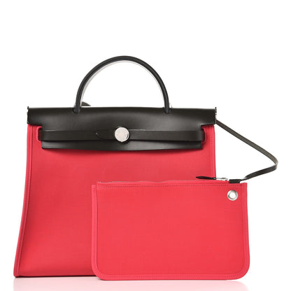 Hermes Toile Officer Vache Hunter Herbag Zip 31 PM Rose Extreme Kaki 4 of 12