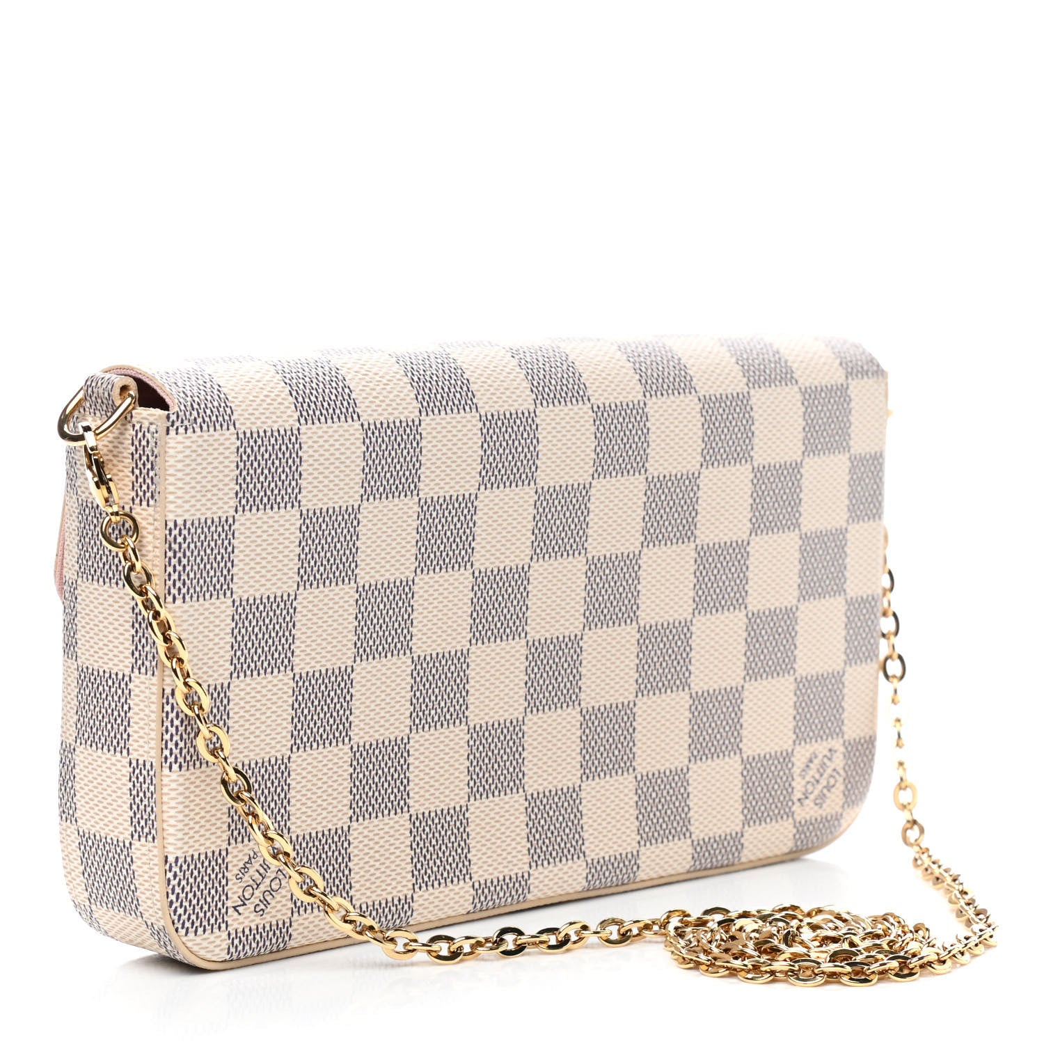 Louis Vuitton Damier Azur Pochette Felicie Chain Wallet Rose Ballerine 3 of 7