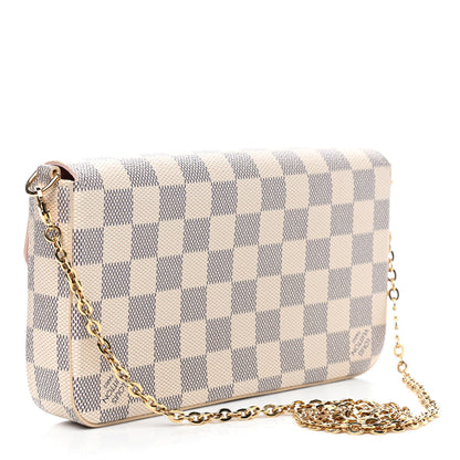 Louis Vuitton Damier Azur Pochette Felicie Chain Wallet Rose Ballerine 3 of 7