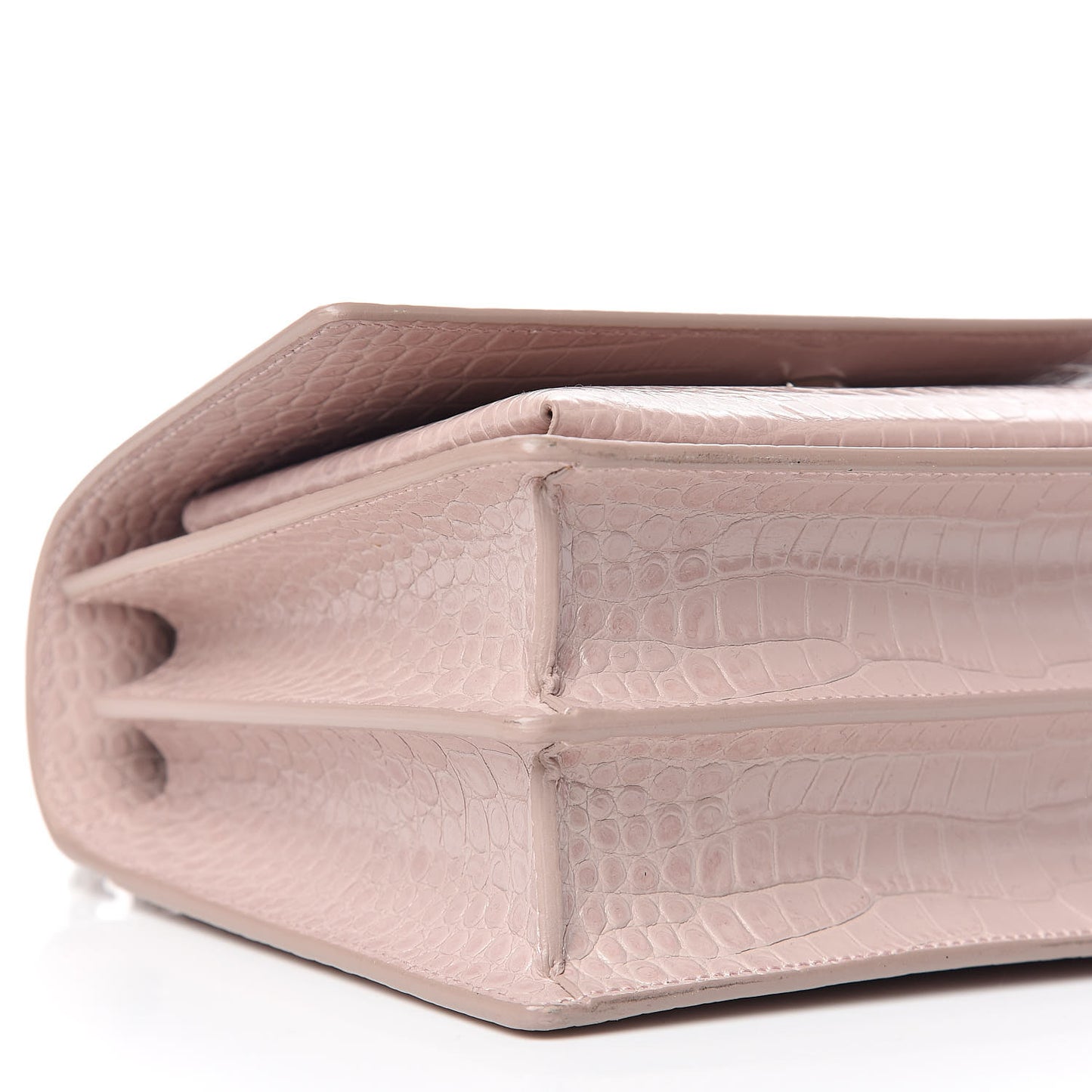 Calfskin Crocodile Embossed Medium Monogram Sunset Powder Pink