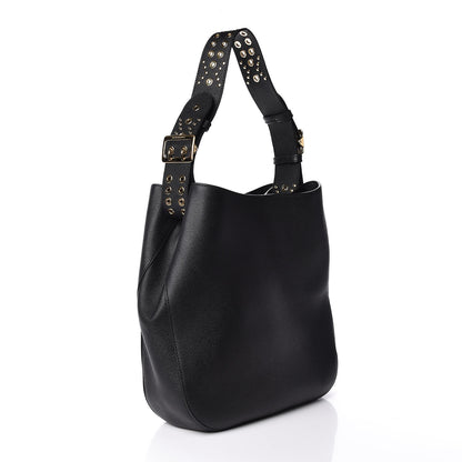 Burberry Soft Grainy Calfskin Studded Small Elmstone Hobo Black 3 of 8