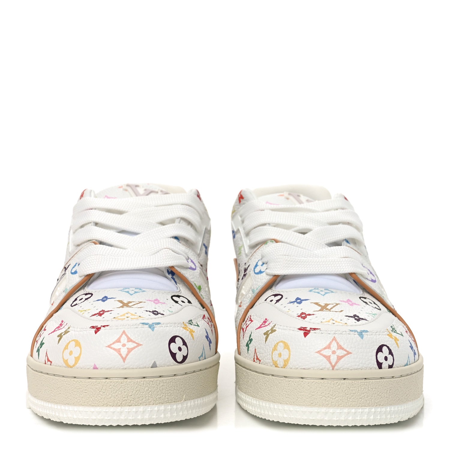 Louis Vuitton LV X TM Calfskin Monogram Multicolor Womens LV Trainer Sneakers 39 White Multicolor 3 of 11