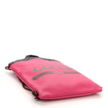Gucci Grained Calfskin Logo Drawstring Backpack Box Pink Green Black 4 of 8