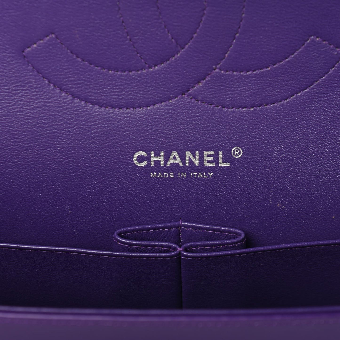 Patent Calfskin Quilted Jumbo Double Flap Purple