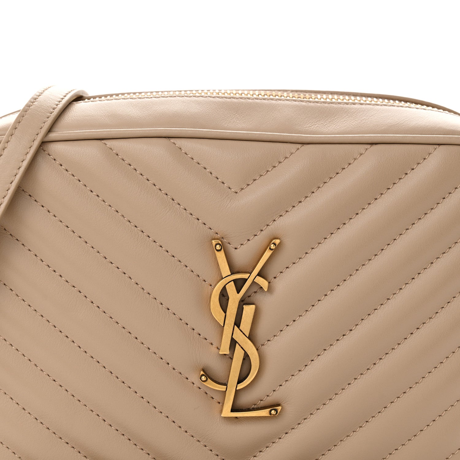 Saint Laurent Calfskin Matelasse Monogram Lou Camera Bag Dark Beige 8 of 10