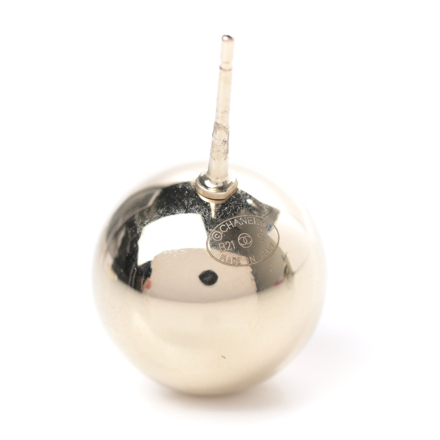 Metal Bead CC Stud Earrings Gold