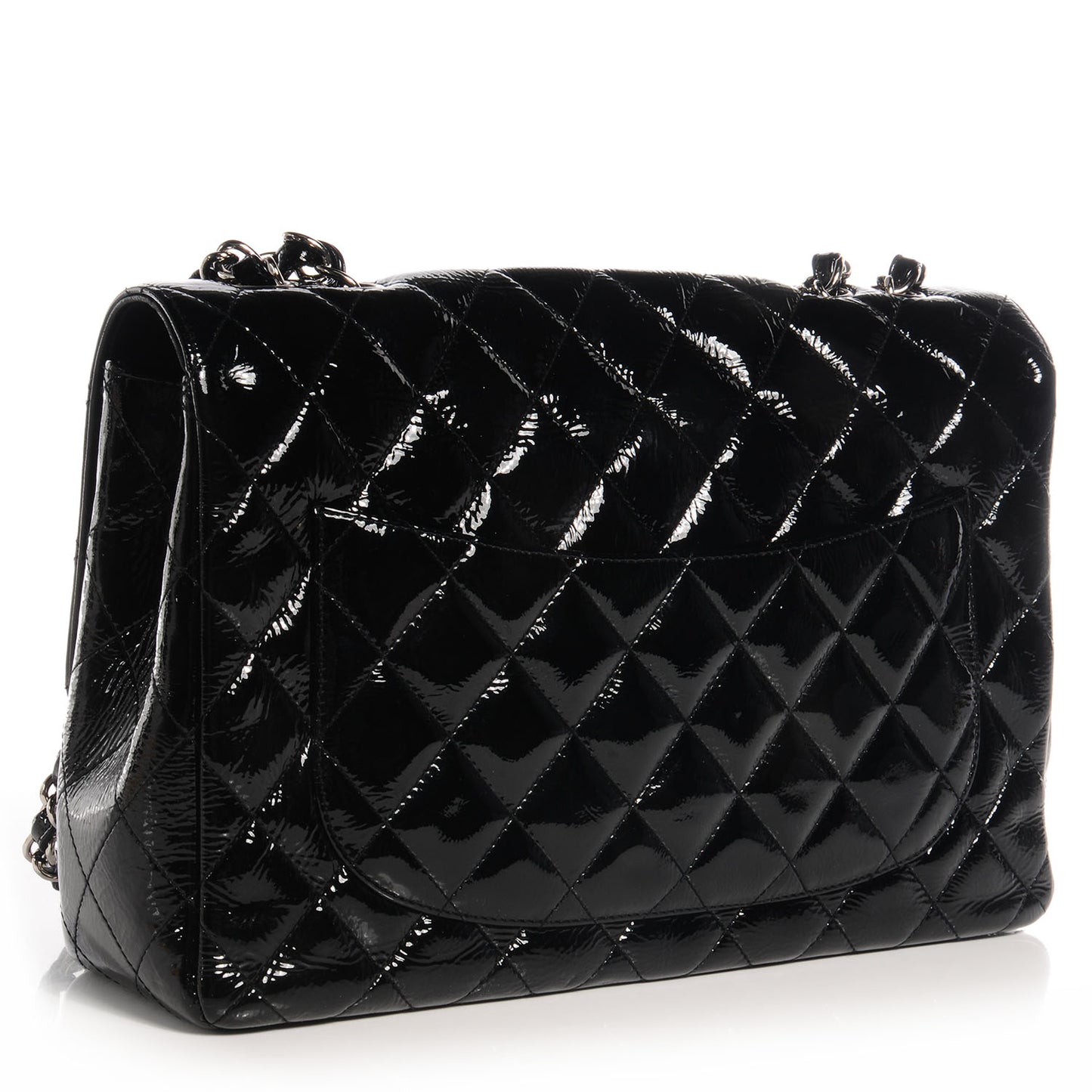 Distressed Patent Jumbo Single Flap Black