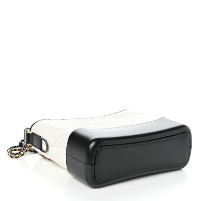 Chanel Aged Calfskin Quilted Medium Gabrielle Hobo Black White 4 of 11