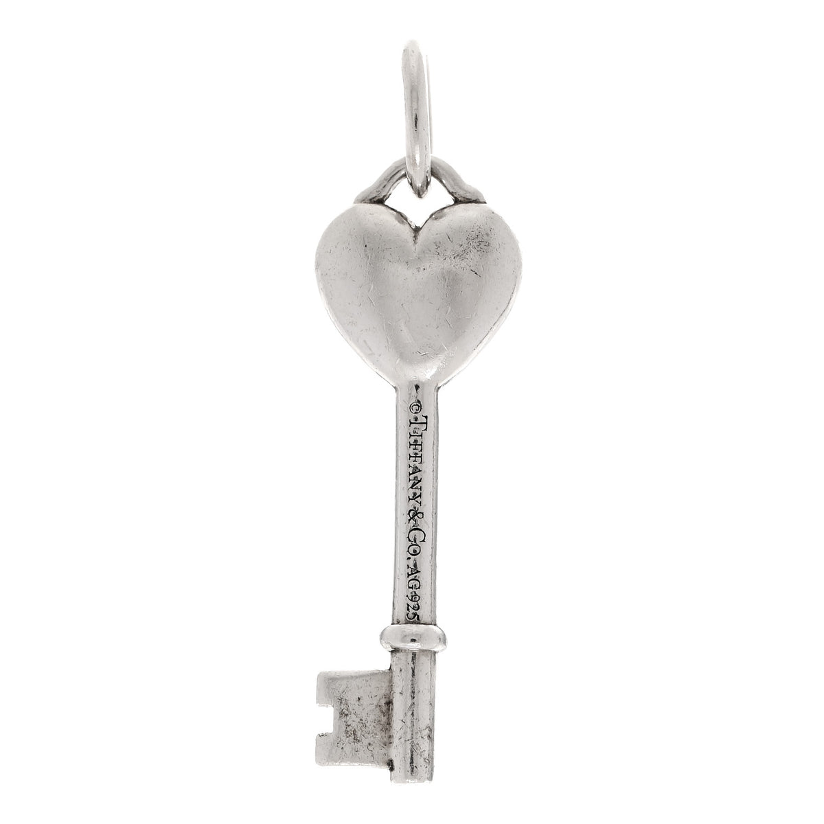 Sterling Silver Enamel Heart Key Pendant Blue