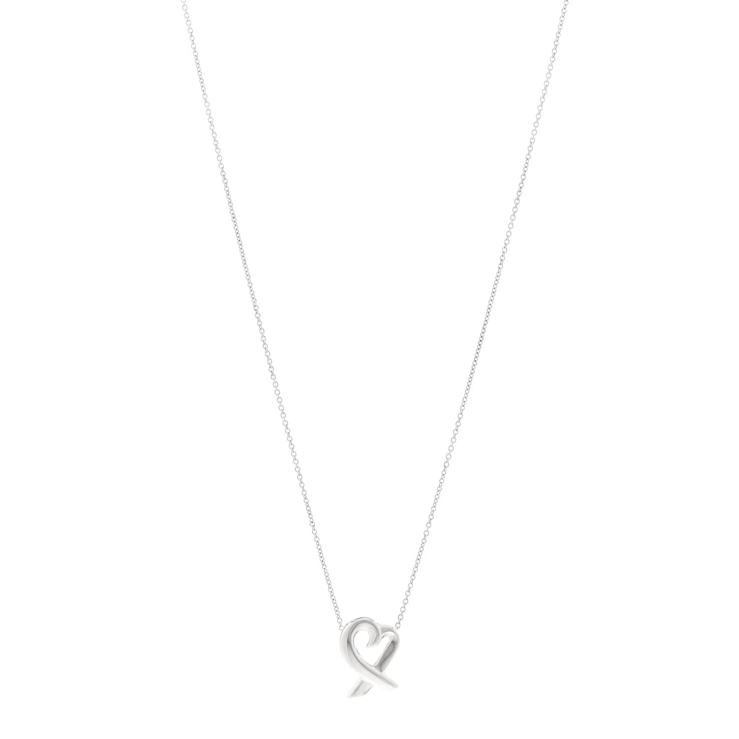Tiffany Sterling Silver Small Paloma Picasso Loving Heart Pendant Necklace 1 of 4