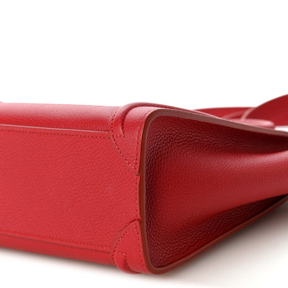 Celine Drummed Calfskin Nano Luggage Red 10 of 10