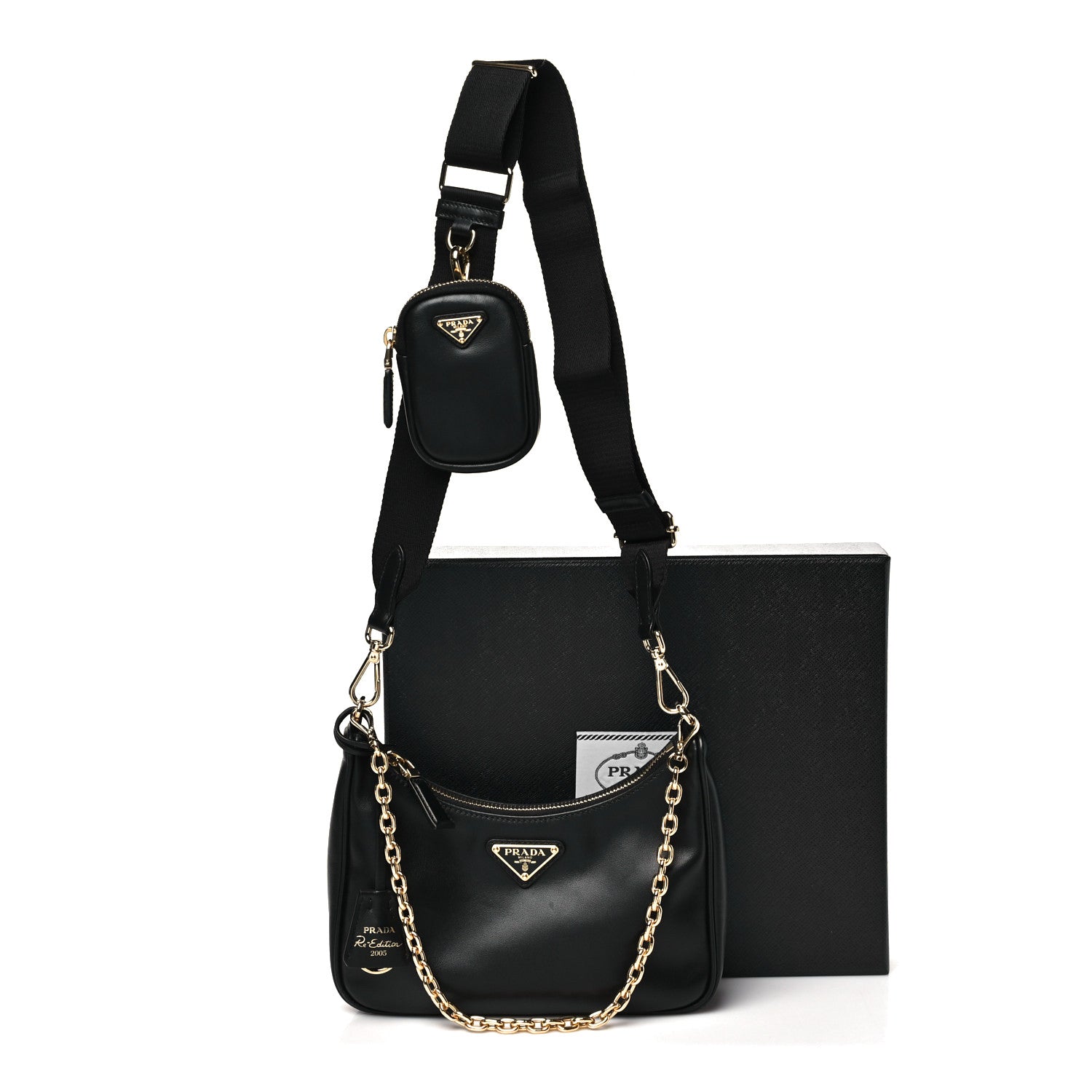 Prada Vitello Re-Edition 2005 Shoulder Bag Black 11 of 11