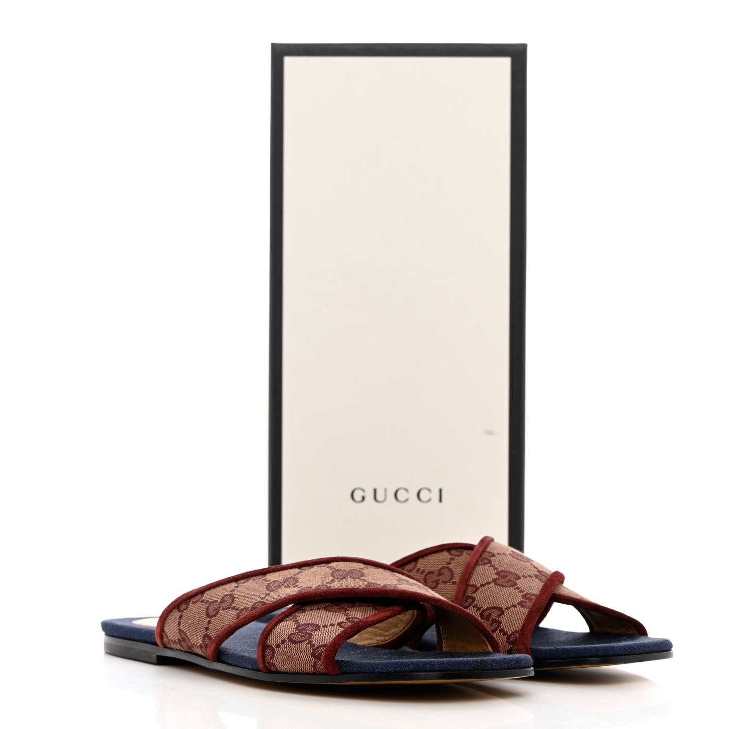 Gucci Canvas GG Monogram Womens Criss Cross Slide Sandals 39 Sahara Rubino Chardonnay 9 of 9