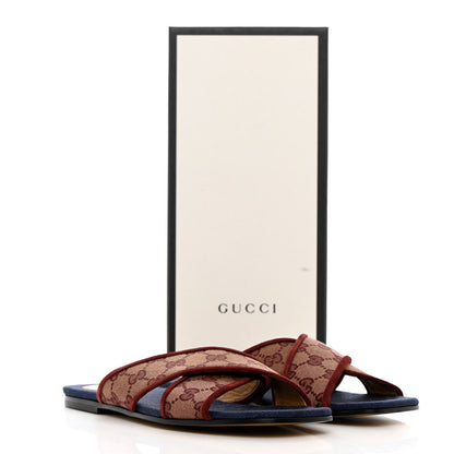 Gucci Canvas GG Monogram Womens Criss Cross Slide Sandals 39 Sahara Rubino Chardonnay 9 of 9