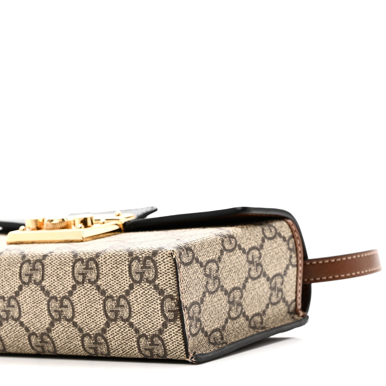 Gucci GG Supreme Monogram Calfskin Mini Padlock Top Handle Shoulder Bag Beige Black Cuir 10 of 11