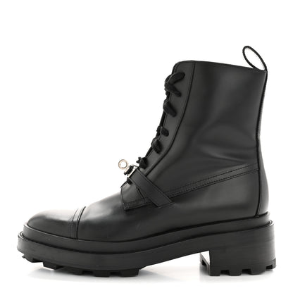 Hermes Glossed Calfskin Funk Ankle Boots 38 Black 1 of 12