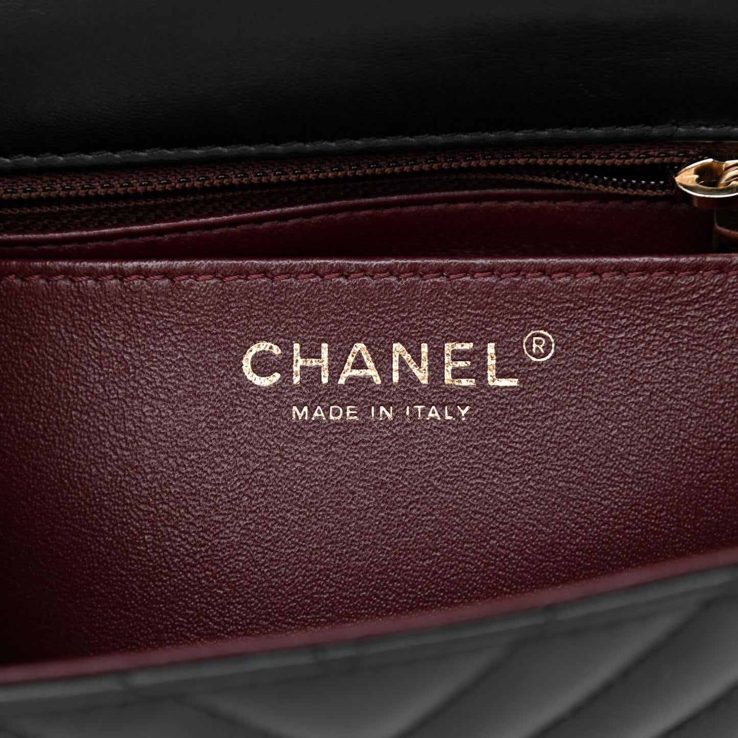 Lambskin Chevron Quilted Mini Rectangular Flap Black