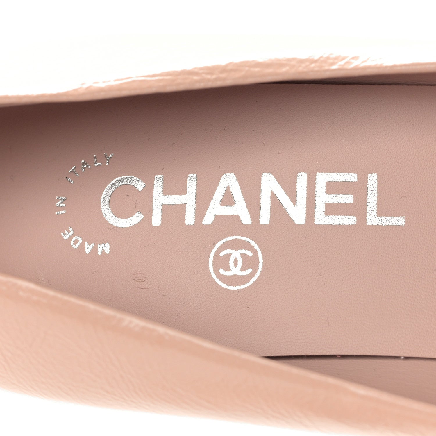 Chanel Crumpled Calfskin Patent Cap Toe CC Pumps 38 Pink Black 7 of 8