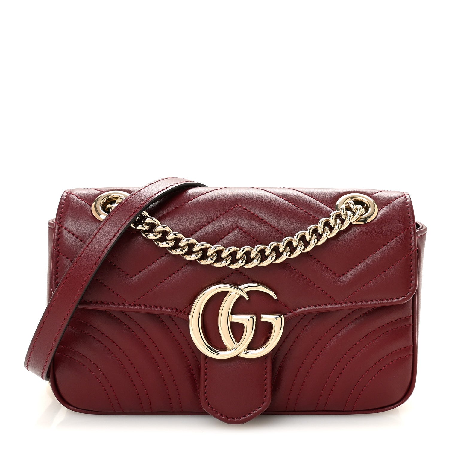 Gucci Calfskin Matelasse Mini GG Marmont Shoulder Bag Rosso Ancora 1 of 9