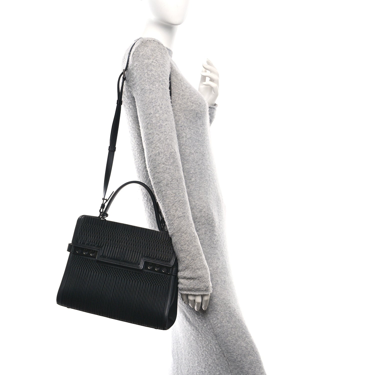 Delvaux Calfskin Souple Tempete GM Smock Satchel Black 2 of 10