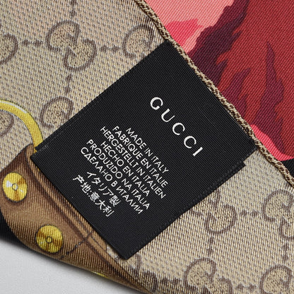 Gucci Silk Twill GG Monogram New Panshie Square Scarf Black Dark Purple 4 of 5