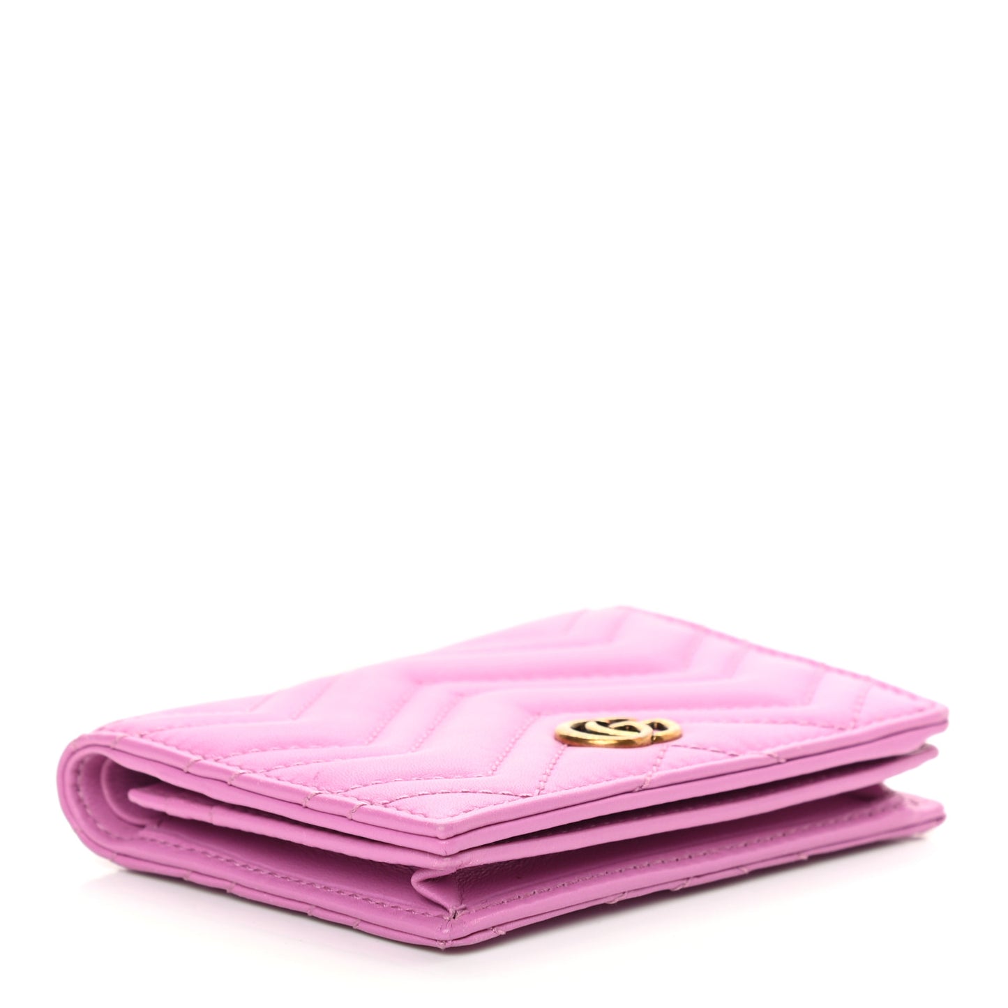 Calfskin Matelasse GG Marmont Card Case Candy Mousse