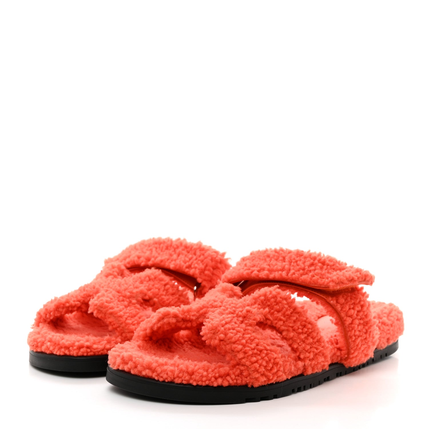 Hermes Woolskin Womens Chypre Sandals 39 Orange 3 of 11