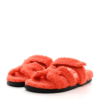 Hermes Woolskin Womens Chypre Sandals 39 Orange 3 of 11