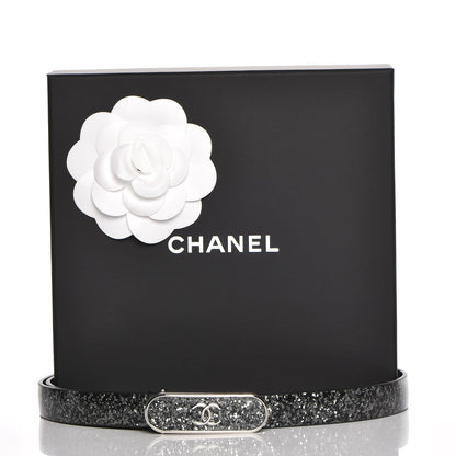 Chanel Glitter Calfskin CC Logo Skinny Belt 80 32 Silver 8 of 8