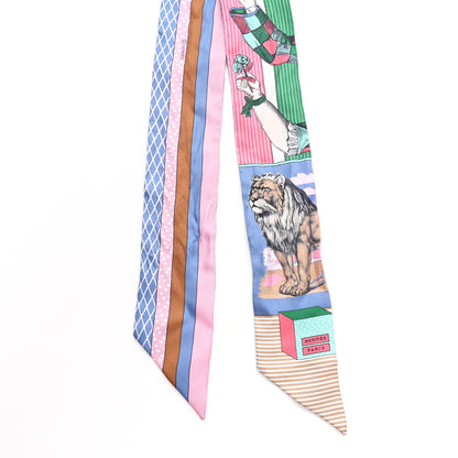 Hermes Silk Twilly Grand Theatre Nouveau Bleu Lavande Rose Vert 2 of 4
