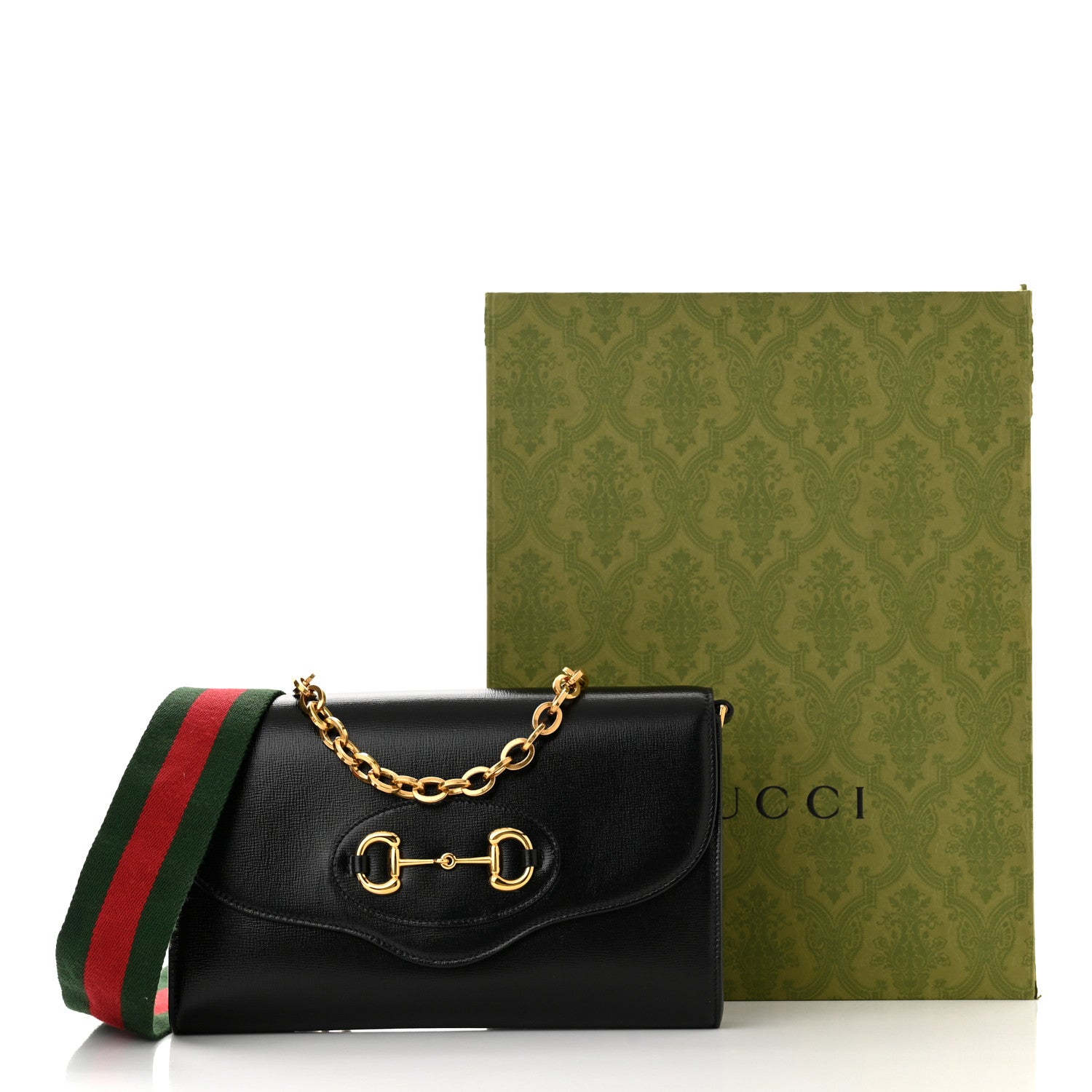 Gucci Azalea Calfskin Web Small Horsebit 1955 Crossbody Bag Black 11 of 11