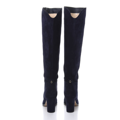 Jimmy Choo Suede Madalie 80 Knee High Boots 35.5 Navy 4 of 7