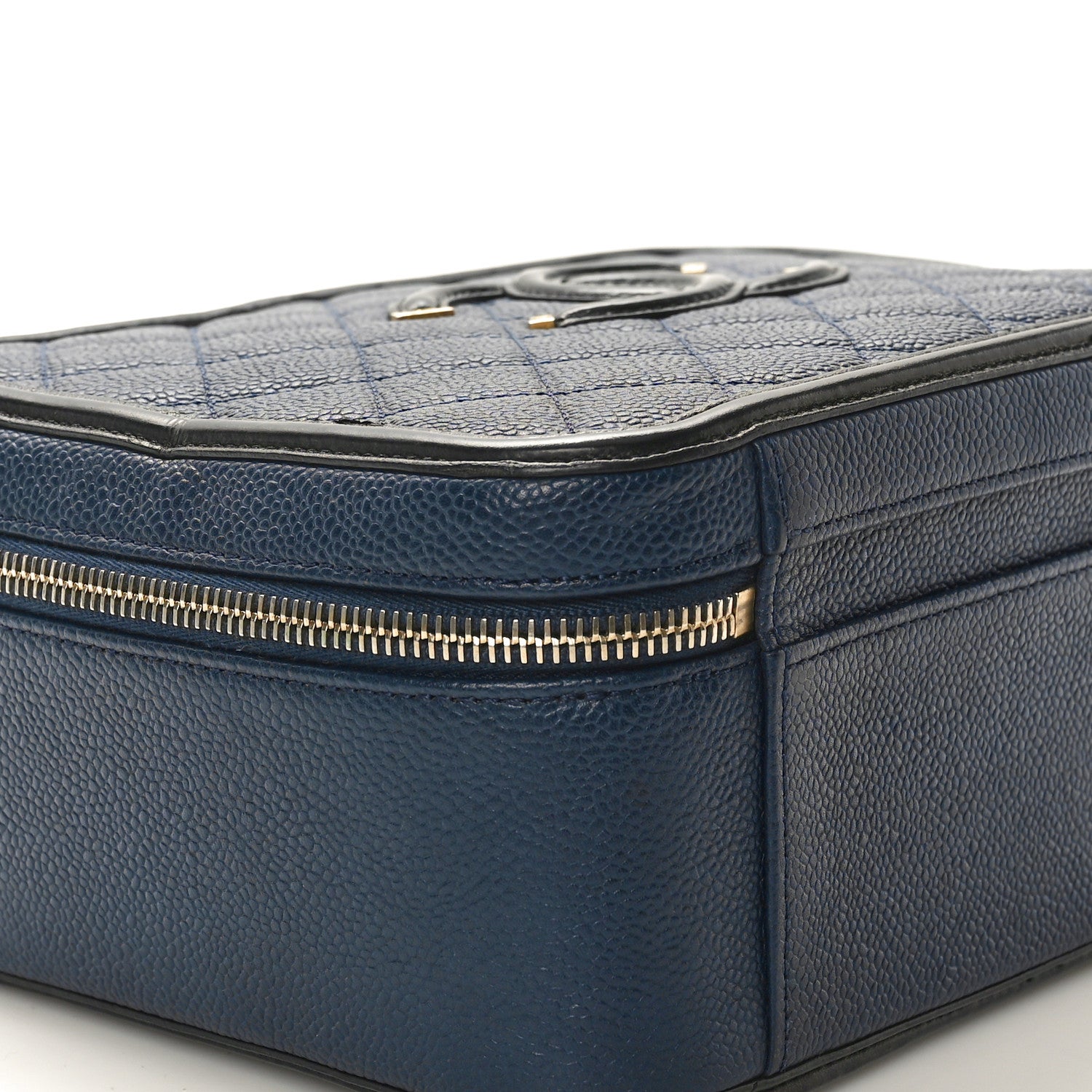 Chanel Caviar Quilted Large CC Filigree Vanity Case  Navy Black 9 of 10
