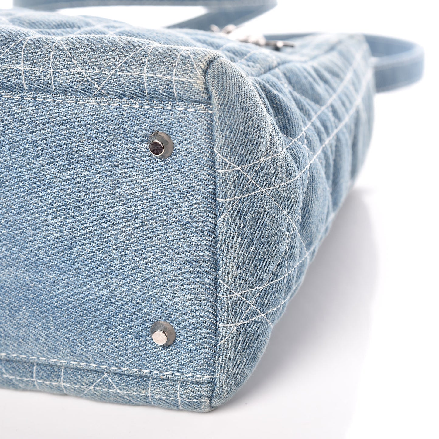 Denim Cannage Medium Lady Dior Light Blue