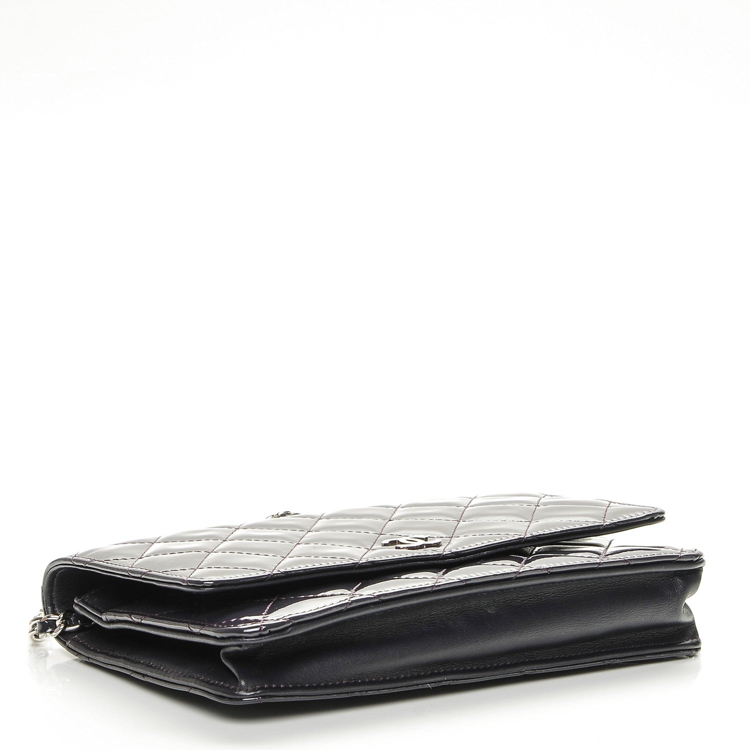 Chanel Patent Quilted Wallet On Chain WOC Dark Purple 4 of 8