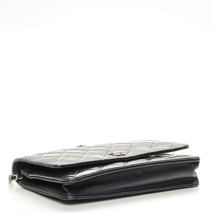 Chanel Patent Quilted Wallet On Chain WOC Dark Purple 4 of 8